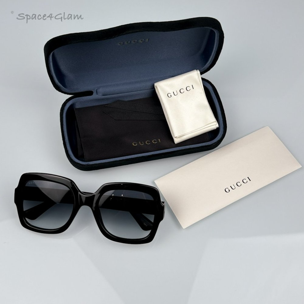 Gucci Women Sunglasse Black Gradient Grey Square GG1337S 001 NEW AUTHENTIC - Picture 8 of 9